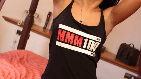 Nice petite arab brunette Oldia Paris dancing and stripping wearing MMM100 Tshirt 