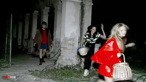 Outdoor Halloween anal threesome with Aris Dark & Francys Belle 