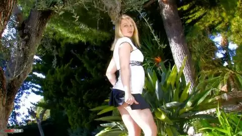 Pretty blonde Lady Margaux stripping 