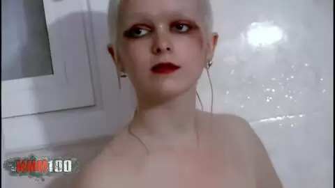 Photo series in the bathroom with the beautiful little French punkette Lili