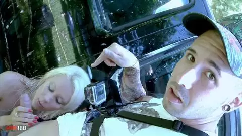 Sexy carwash and hardcore fucking with Blonde bimbo Louana