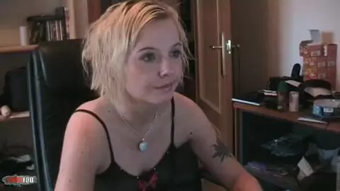 Pretty blonde Maeva Blue dancing and stripping 