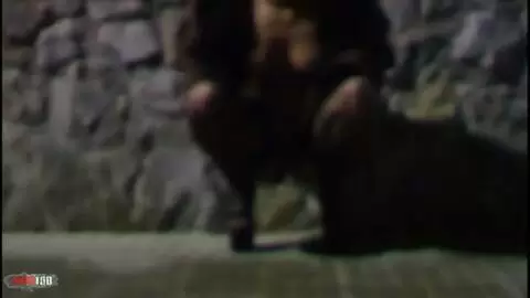 Lisa peeing outdoor in the night 
