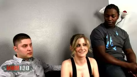 Big tits blonde MILF fucked by a big black cock while husband watching