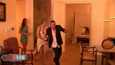 Lucky guy fucking two horny sluts in a hot threesome
